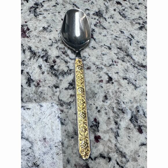 Noritake Gold Esperanza Soup Spoons Japan-Vintage Retired-RARE-Set of 5 - Picture 3 of 4